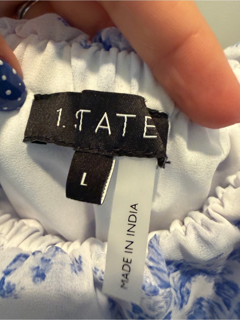 1. State White Strapless Midi Dress with Blue Floral Print - Picture 5 of 7